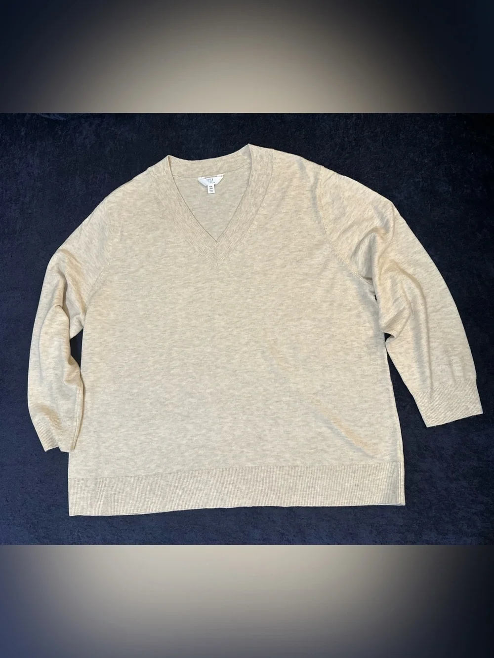 Time and Tru Women's V-Neck Sweater Lightweight in Oatmeal Color